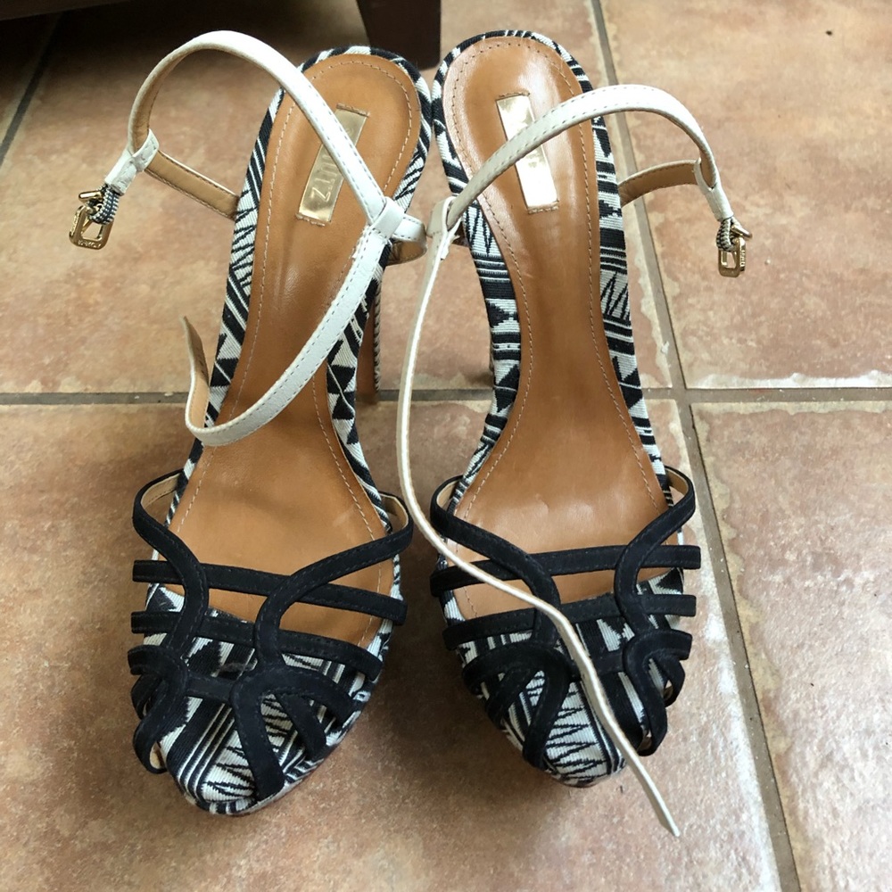 Schutz black and white heels size 8